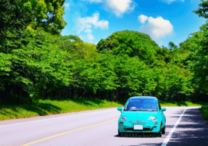 ②「自動車」と「森林（自然）」を関連づける