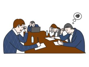 ⑦会議だけで一日が終わってしまう・・・