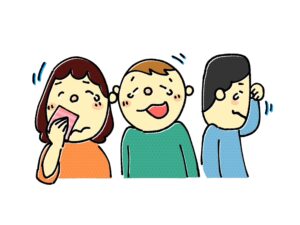 ②「泣いている」人を自分にもうつる