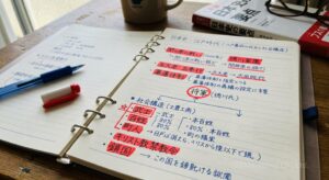 例:ノートの重要な箇所に「赤いマーカー」をつける