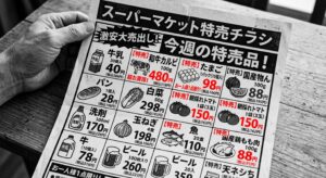 ①黒文字の中に「赤文字の商品」があると意識が向きやすい